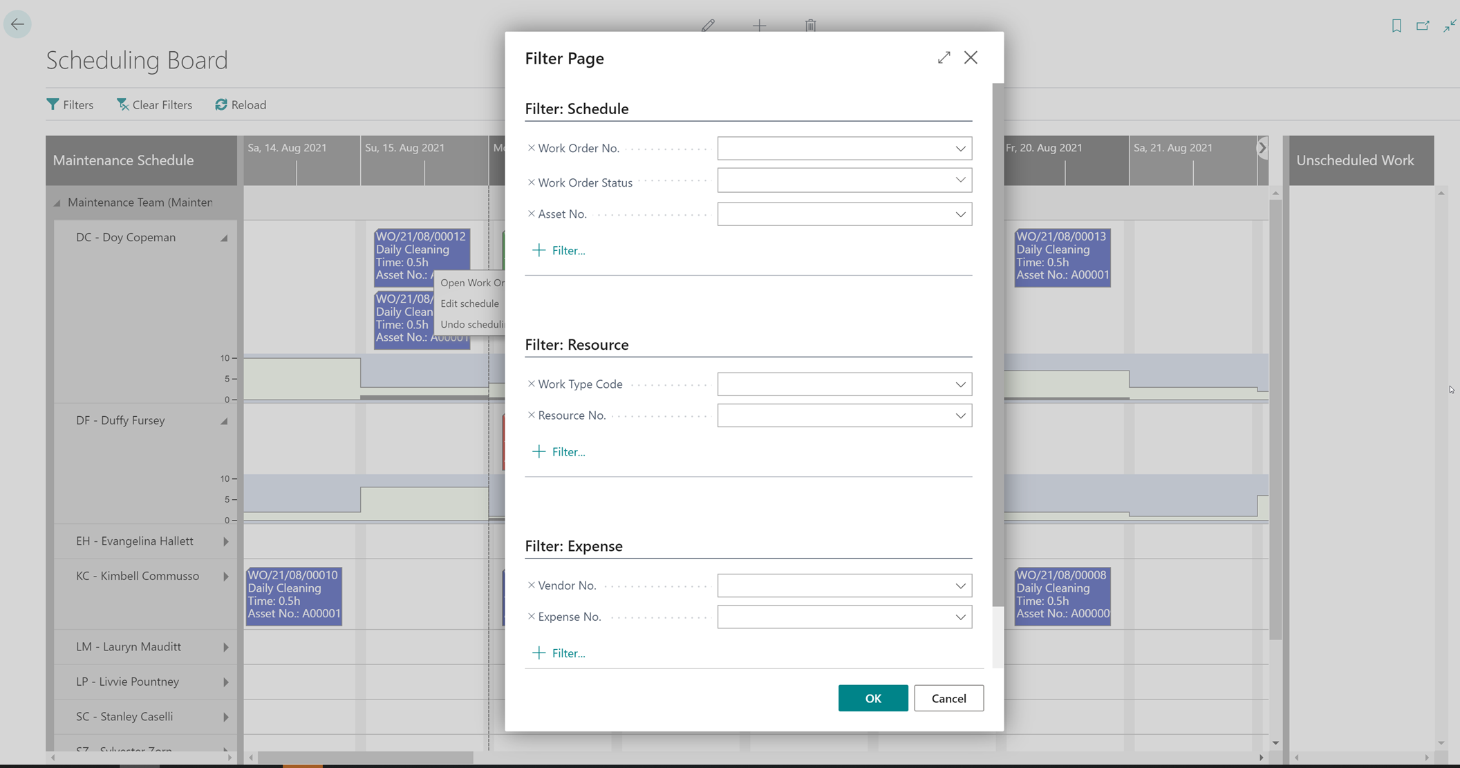 dynaway scheduling board fully integrated