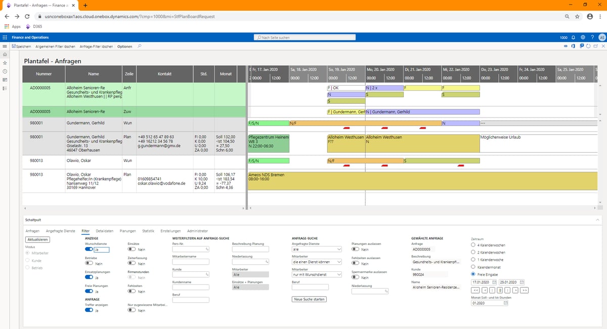 Referenz Softsite - Visual Scheduling Widget - Mitarbeitereinsatzplanung