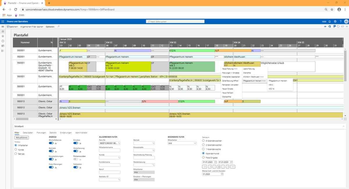Reference Softsite - Visual Scheduling Widget - Staff planning