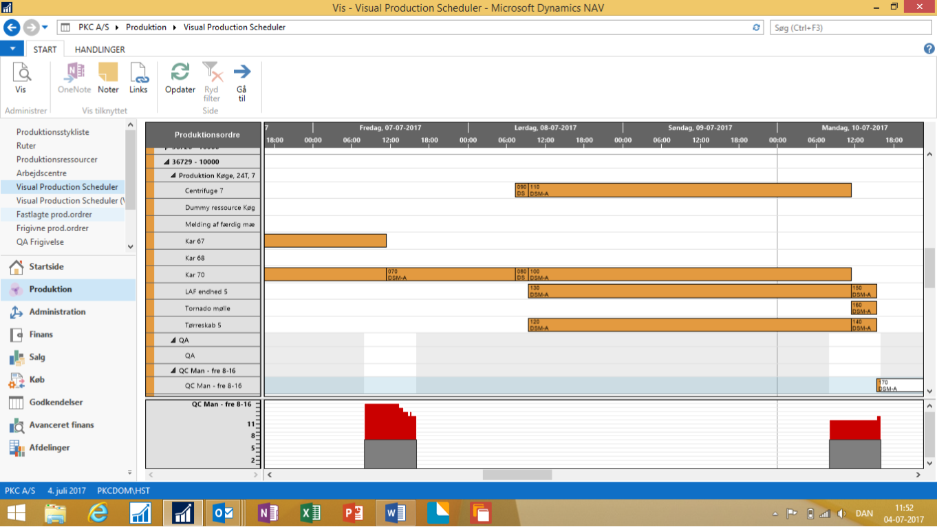 Visual planning board in NAV avoid double booking of machines 