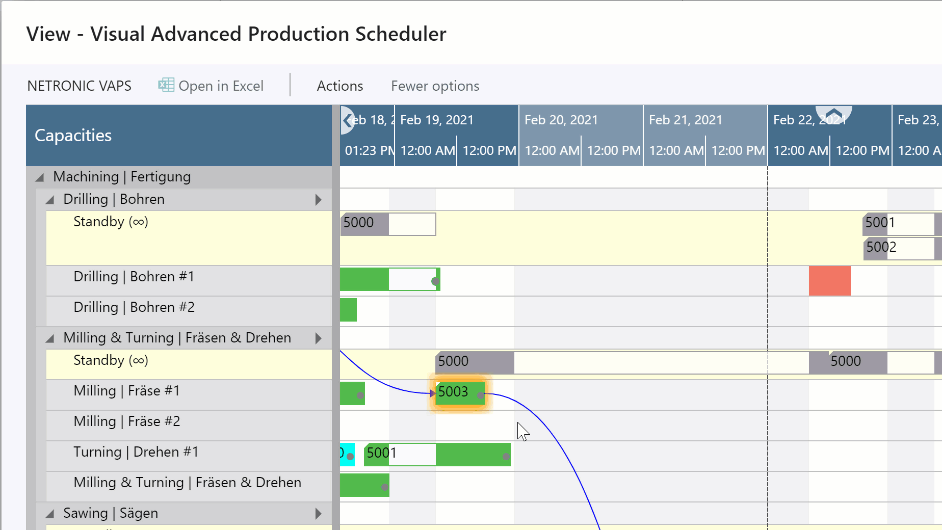 Schedule with alternative machine centers - Visual Advanced Production Scheduler for Business Central