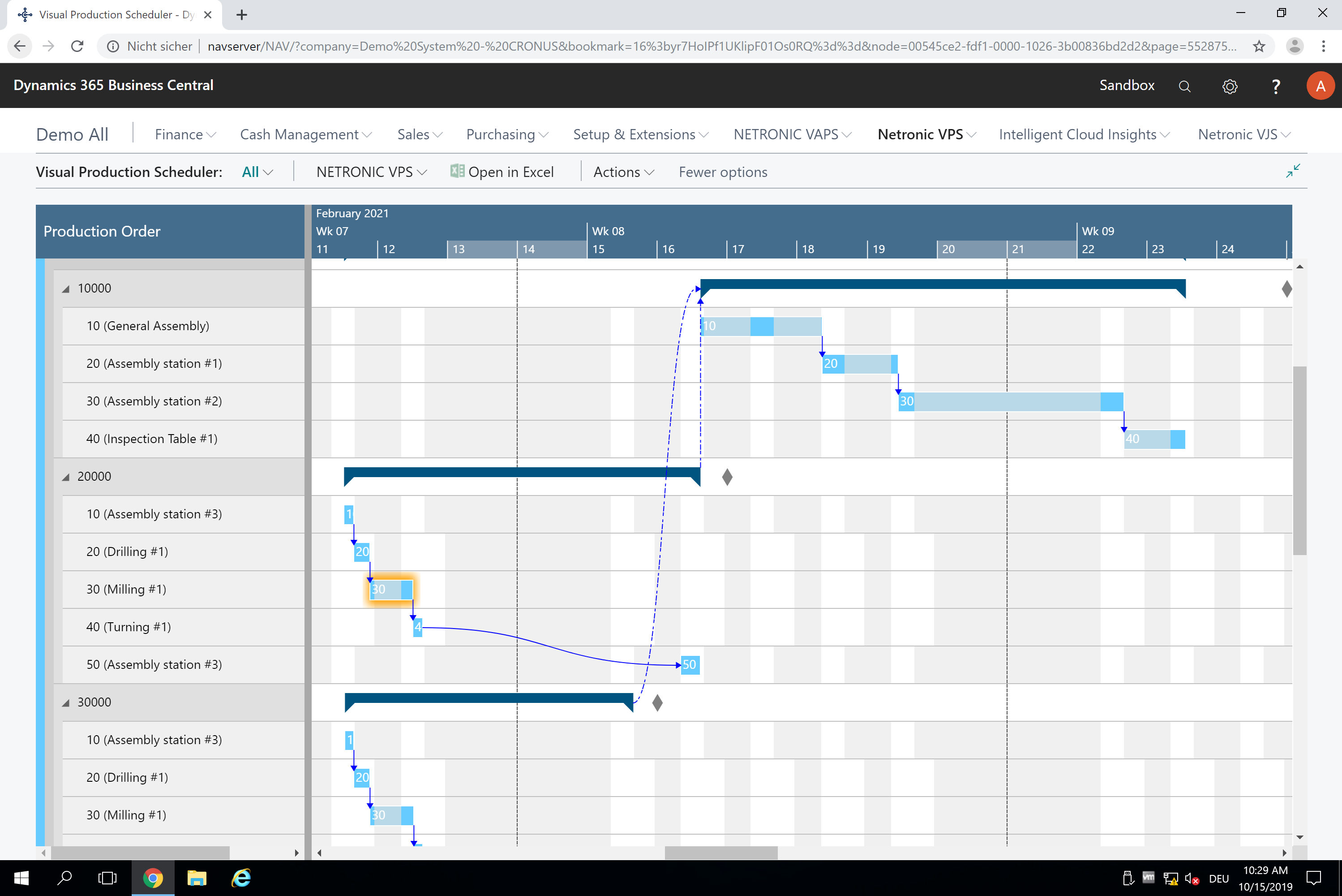 VPS-Production Order View Complex Routing