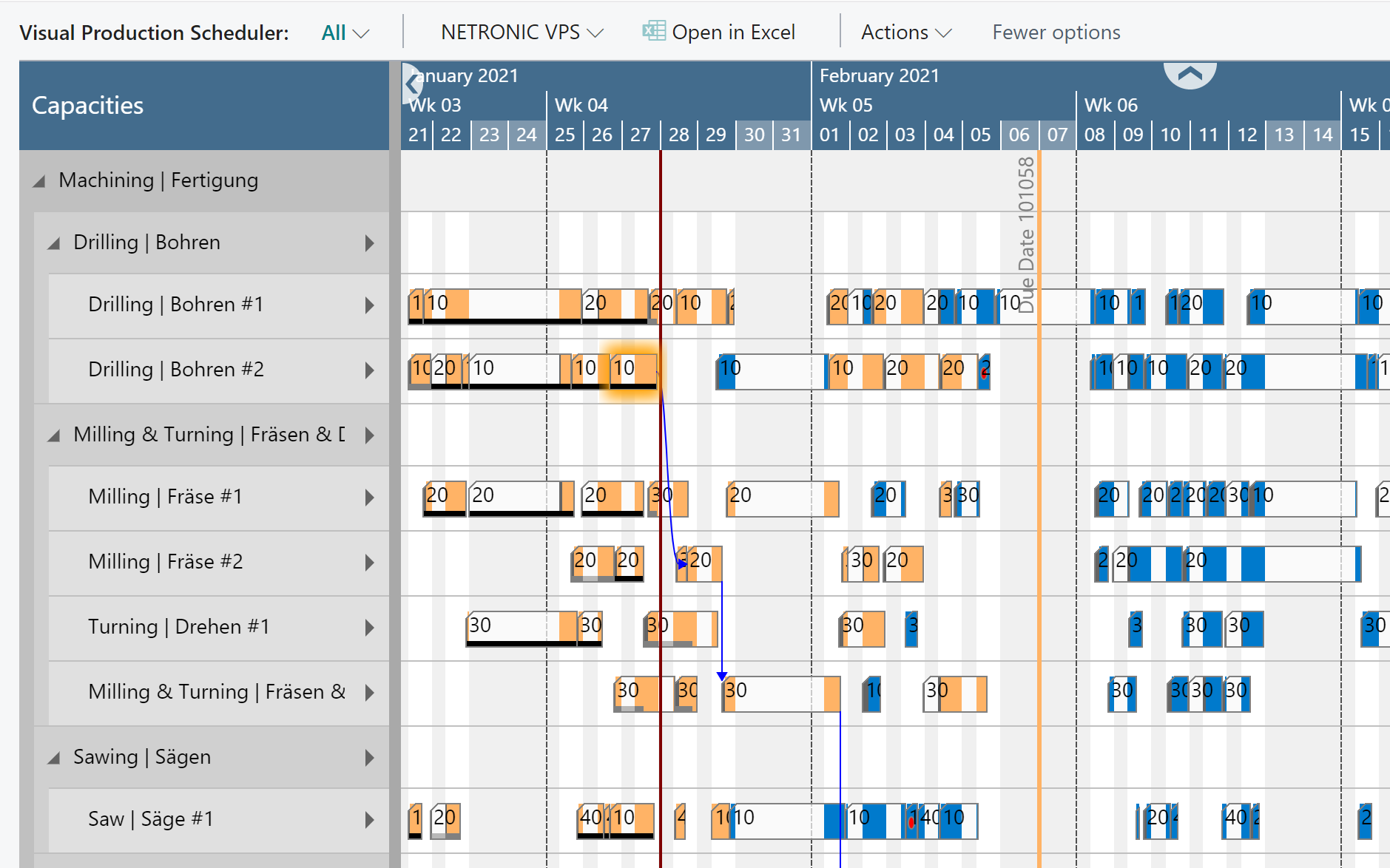 Visual Production Scheduler for Microsoft Dynamics 365 Business Central - Resource View
