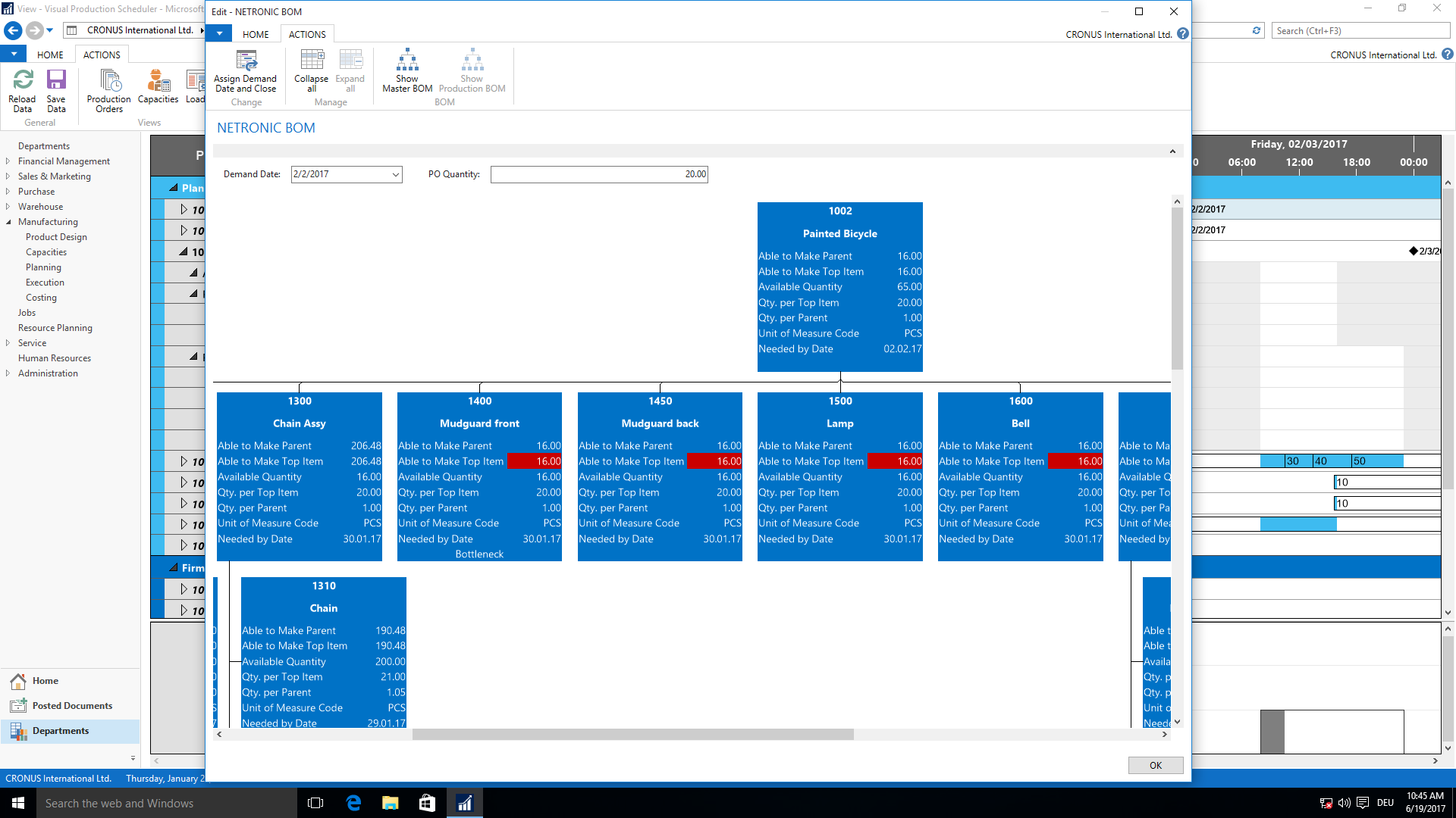 Für Dynamics NAV - Visual Production Scheduler - Stückliste