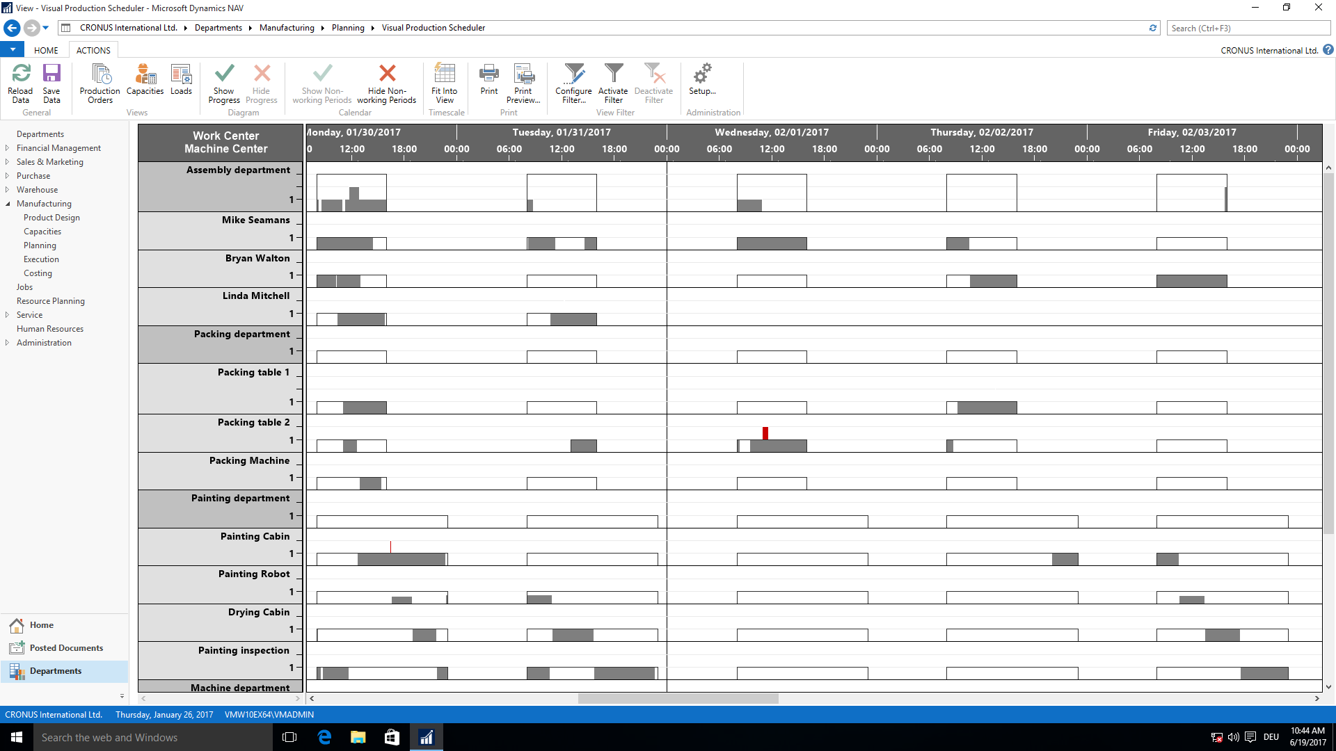 Für Dynamics NAV - Visual Production Scheduler - Kapazitätsauslastung