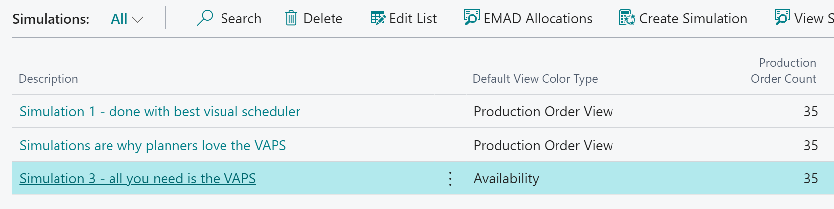 Visual Advanced Production Scheduling for Business Central - make a production plan with simulations