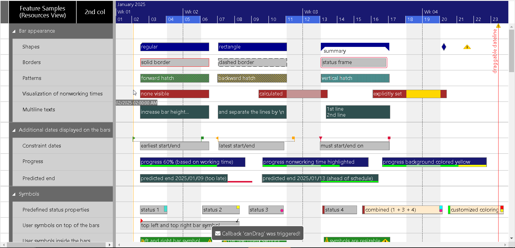 Visual Scheduling Widget for HTML5 Gantt charts - release 6.4